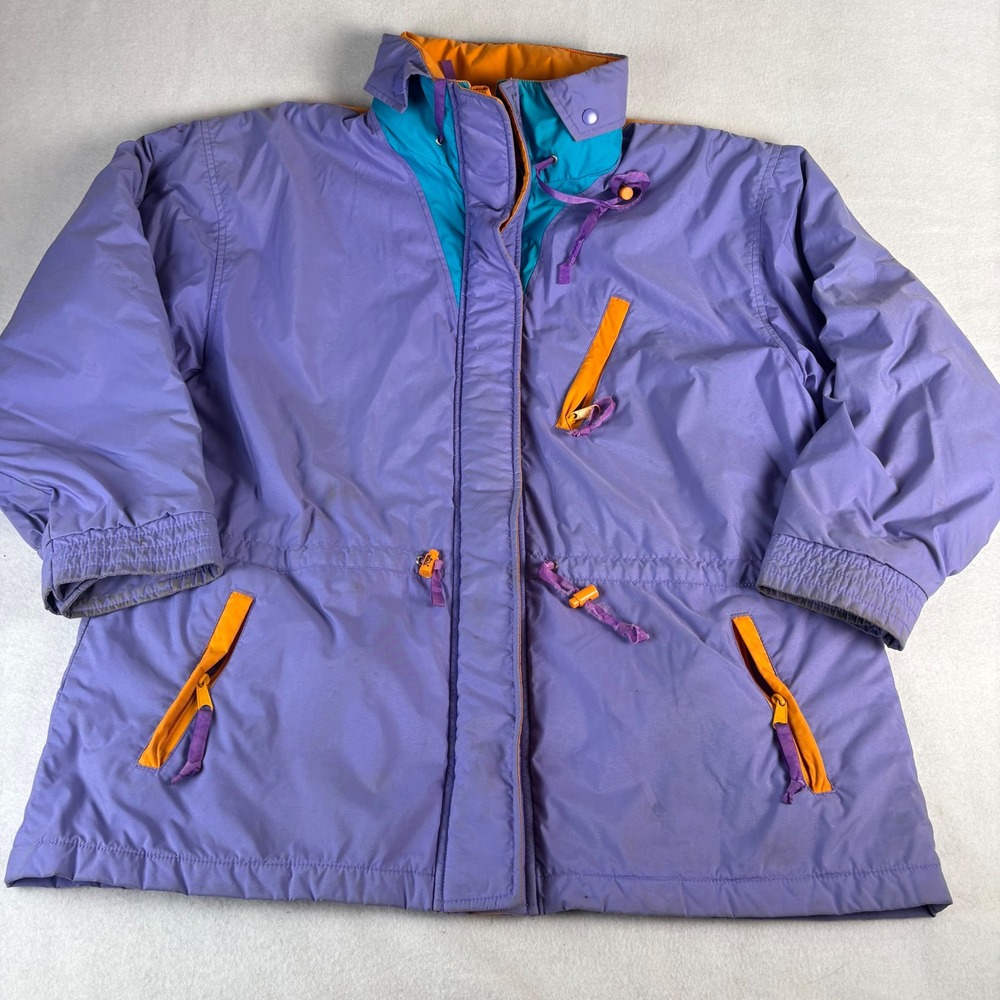 Vintage Woolrich Woman Signet Gear Ski Jacket Purple Orange 90s XL